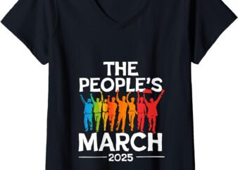 Womens The People’s March 2025 – Political Protest V-Neck T-Shirt