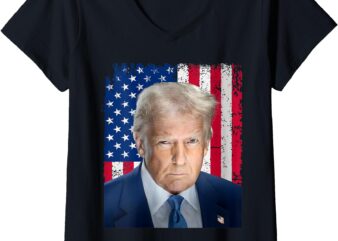 Womens Trump Presidential Portrait V-Neck T-Shirt