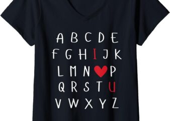 Womens Valentines Day Women’s Tops Alphabet Design V-Neck T-Shirt