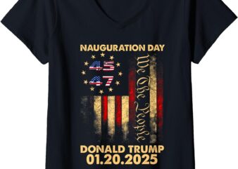 Womens Womens president trump inauguration day 2025 memorabilia V-Neck T-Shirt