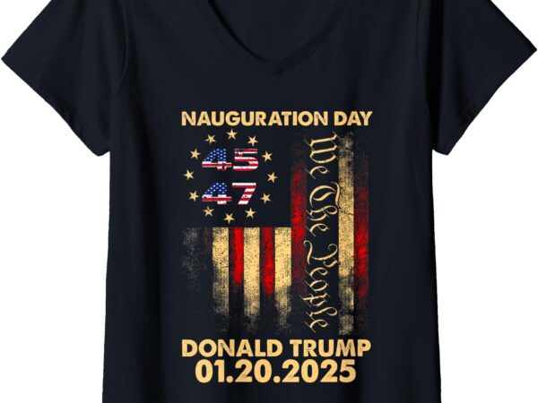 Womens womens president trump inauguration day 2025 memorabilia v-neck t-shirt