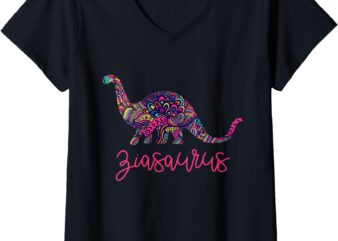 Womens Zia Shirt Italian Aunt Dinosaur Cute Gift V-Neck T-Shirt