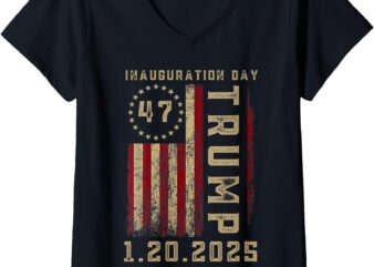 Womens president donald trump inauguration day 2025 memorabilia V-Neck T-Shirt