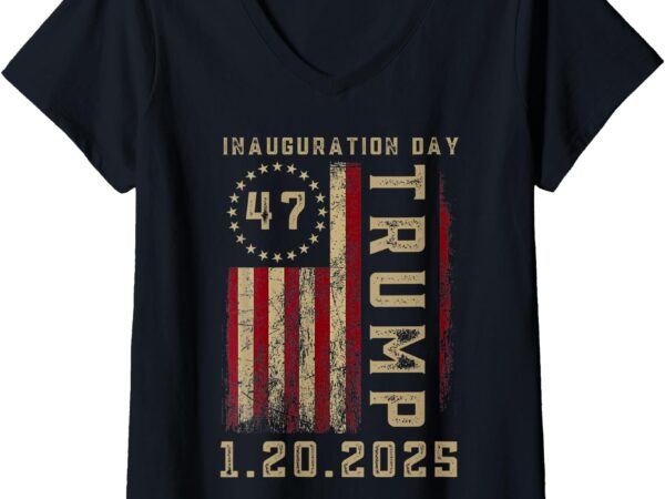 Womens president donald trump inauguration day 2025 memorabilia v-neck t-shirt