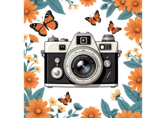 Trendy Photography Day Retro Floral Camera Graphics t-shirt