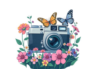 Colourful Photography Day Vintage Flower Camera t-shirt design