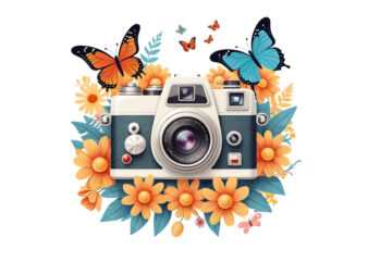 Photography Day Retro Floral Camera Graphics