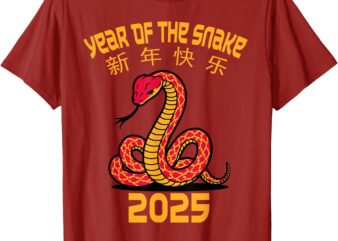 Year Of The Snake 2025 Chinese New Year 2025 Red Snake T-Shirt