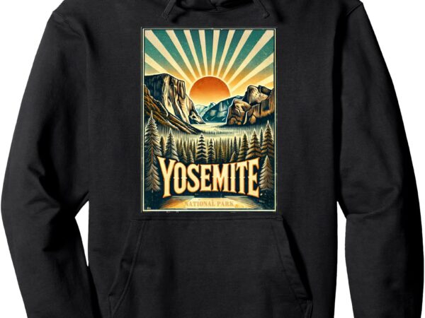 Yosemite tunnel view half dome el capitan view pullover hoodie t shirt design template