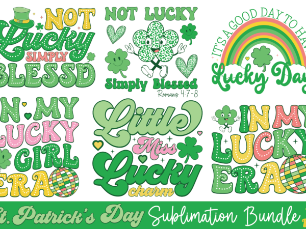 Retro st. patrick’s sublimation bundle t shirt design online