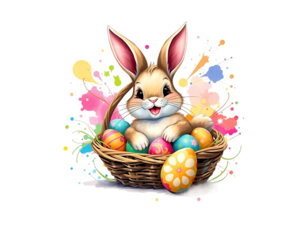 Groovy easter sunday bunny rabbit graphics t-shirt design png & jpeg design