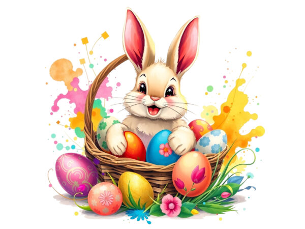 Trendy easter sunday bunny rabbit graphics t-shirt design png & jpeg design