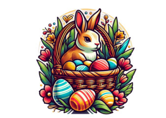 Colourful Easter Bunny Rabbit t-shirt design download instantly