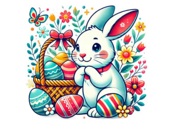 Trendy Easter Sunday Bunny Rabbit Graphics t-shirt design png & jpeg design