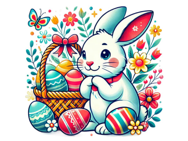 Trendy easter sunday bunny rabbit graphics t-shirt design png & jpeg design