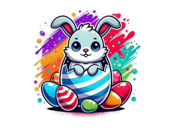 Colourful easter bunny rabbit t-shirt design download instantly retro tee