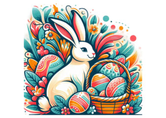 Groovy Colourful Easter Bunny Rabbit t-shirt design download instantly