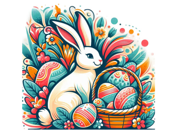 Groovy colourful easter bunny rabbit t-shirt design download instantly