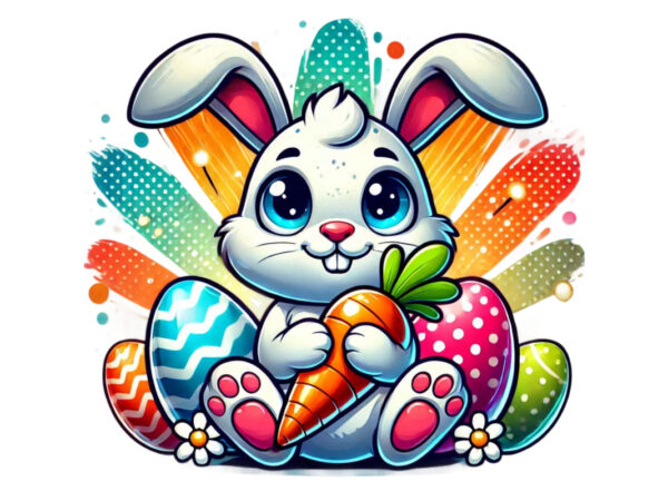 Colourful easter bunny rabbit t-shirt design download instantly retro vintage tee