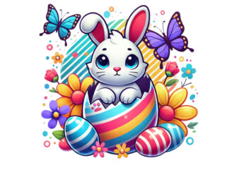 Trendy Easter Sunday Bunny Rabbit Graphics t-shirt design png & jpeg designs – download instantly Retro Vintage T-shirt