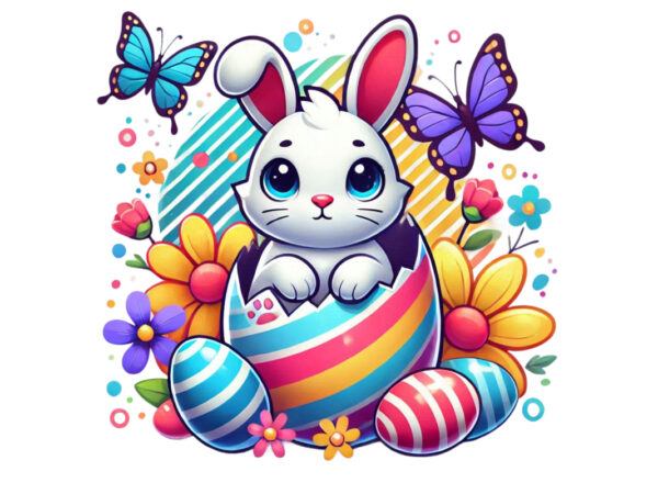 Trendy easter sunday bunny rabbit graphics t-shirt design png & jpeg designs – download instantly retro vintage t-shirt