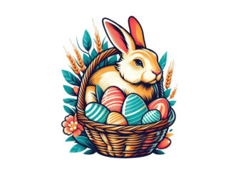 Colourful Easter Bunny Rabbit t-shirt design download instantly