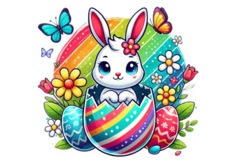 Trendy Easter Sunday Bunny Rabbit Graphics t-shirt design png & jpeg design