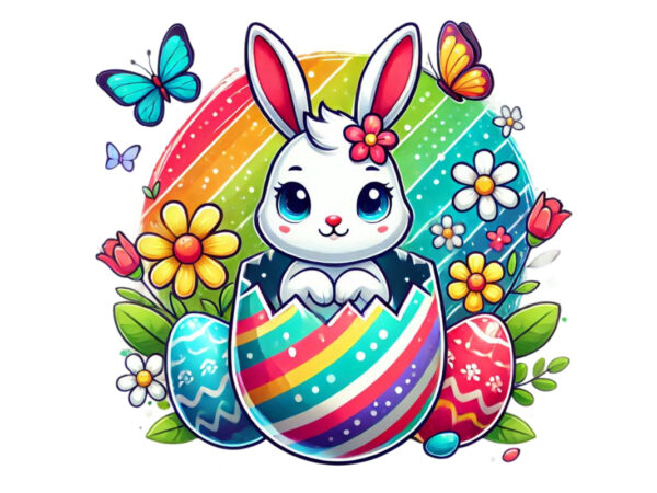 Trendy easter sunday bunny rabbit graphics t-shirt design png & jpeg design