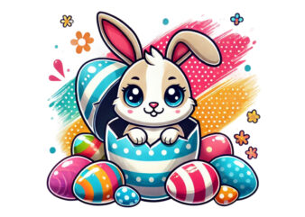 Trendy Easter Sunday Bunny Rabbit Graphics t-shirt design png & jpeg design