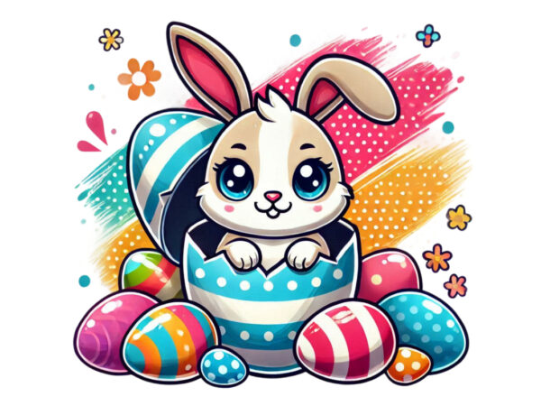 Trendy easter sunday bunny rabbit graphics t-shirt design png & jpeg design