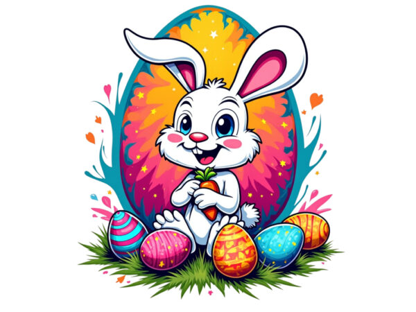 Colourful easter sunday bunny rabbit t-shirt design