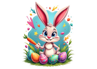 Trendy Easter Sunday Bunny Rabbit Graphics t-shirt design png & jpeg design