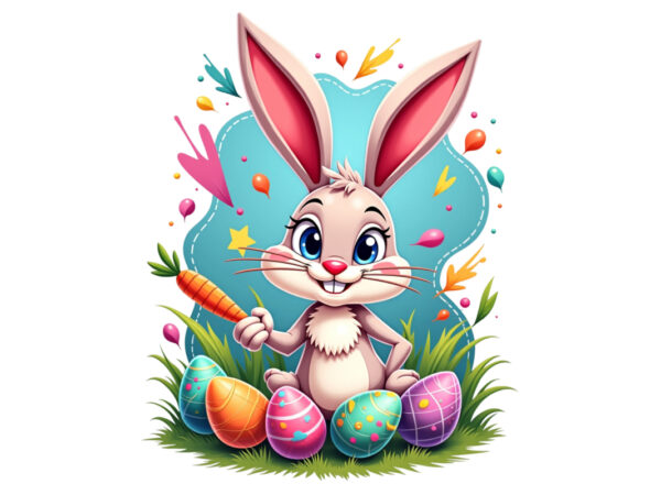 Trendy easter sunday bunny rabbit graphics t-shirt design png & jpeg design