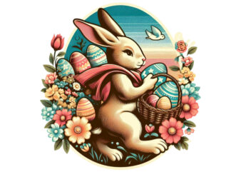 Colourful Easter Sunday Bunny Rabbit t-shirt design download instantly