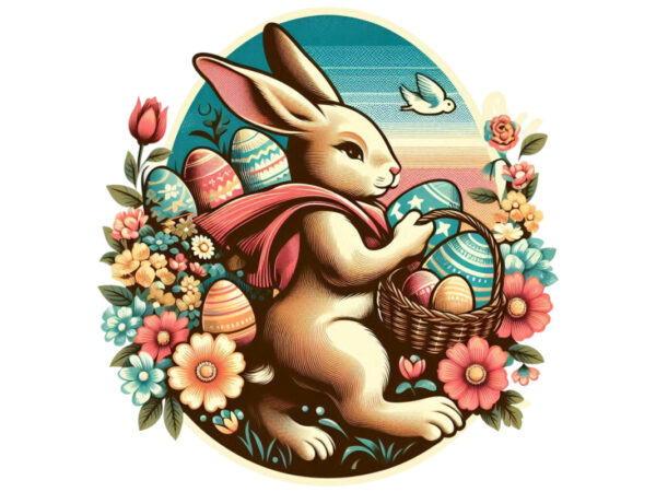 Colourful easter sunday bunny rabbit t-shirt design download instantly