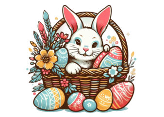 Trendy Easter Sunday Bunny Rabbit Graphics t-shirt design png & jpeg design