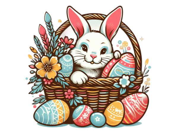 Trendy easter sunday bunny rabbit graphics t-shirt design png & jpeg design