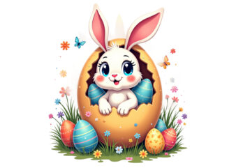 Cute Easter Sunday Bunny Rabbit Graphics t-shirt design png & jpeg design