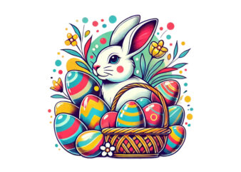 Colourful Easter Sunday Bunny Rabbit t-shirt design download instantly