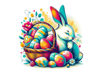 Popular Easter Sunday Rabbit Bunny Graphics t-shirt design png & jpeg designs – download instantly Retro Vintage Design