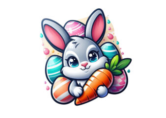 Easter Sunday Rabbit Bunny Graphics t-shirt design png & jpeg designs – download instantly Retro Vintage T-shirt Design Illustration