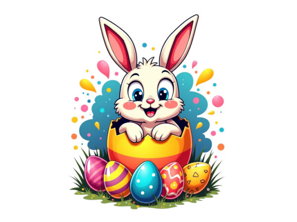 Trendy easter sunday rabbit bunny graphics t-shirt design png & jpeg design