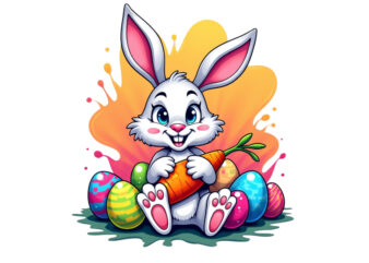 Easter Sunday Rabbit Bunny Graphics t-shirt design png & jpeg designs – download instantly for POD