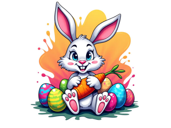 Easter sunday rabbit bunny graphics t-shirt design png & jpeg designs – download instantly for pod