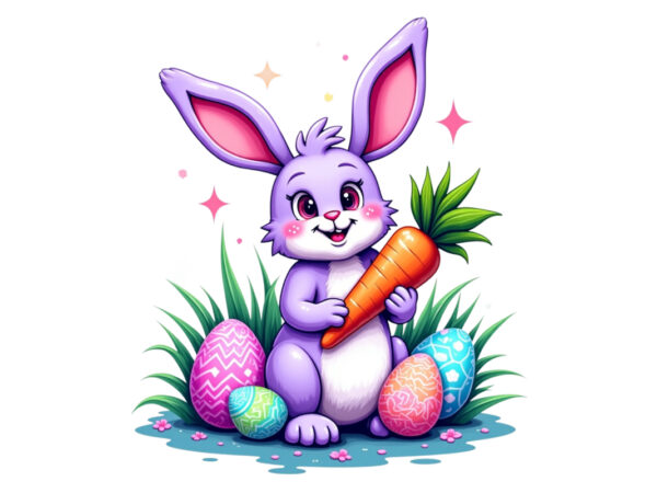 Trendy easter sunday rabbit bunny graphics t-shirt design png & jpeg designs – download instantly retro vintage t-shirt design