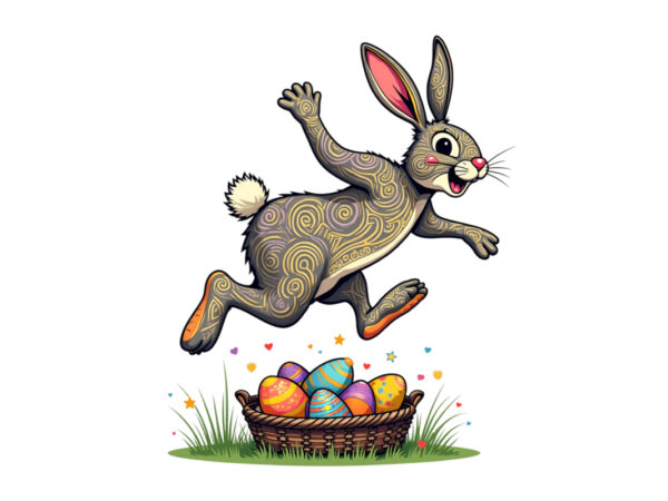 Cute easter sunday rabbit bunny graphics t-shirt design png & jpeg designs – download instantly retro vintage t-shirt design