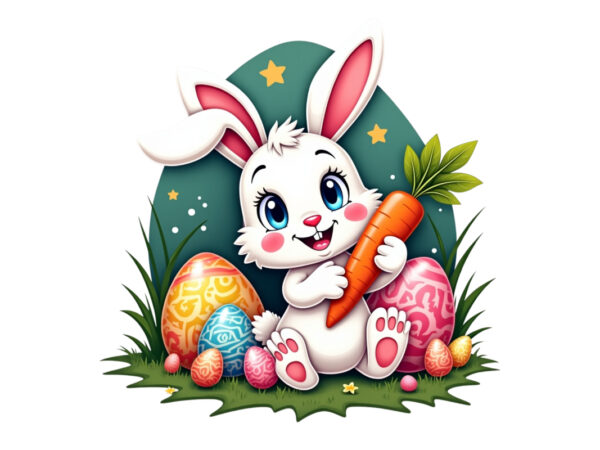 Easter sunday rabbit bunny graphics t-shirt design png & jpeg designs – download instantly retro vintage t-shirt design illustration