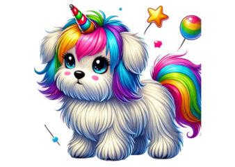 Colourful Puppy Dog Unicorn Graphics t-shirt design