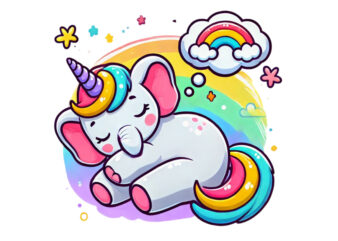 Trendy Retro Baby Elephant Unicorn Graphics t-shirt design png & jpeg designs – download instantly Retro Vintage T-shirt Design