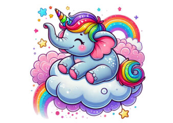 Elephant Unicorn Graphics t-shirt design png & jpeg design